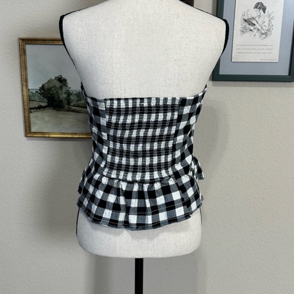 FREE PEOPLE |  Black and White Checkered Corset Strapless Top Size Medium - Picture 12 of 16